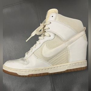 White Nike Dunk Sky Hi Sail Wedge Womens Size 8
